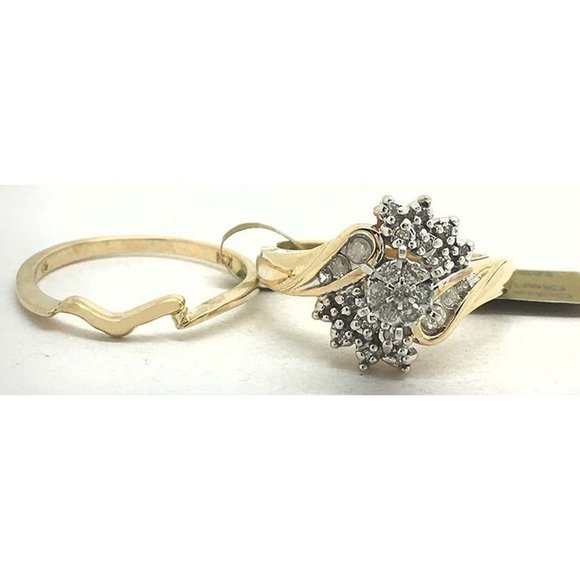 Genuine 0.75 Cts Diamonds Wedding "Set" Rings 10K Gold